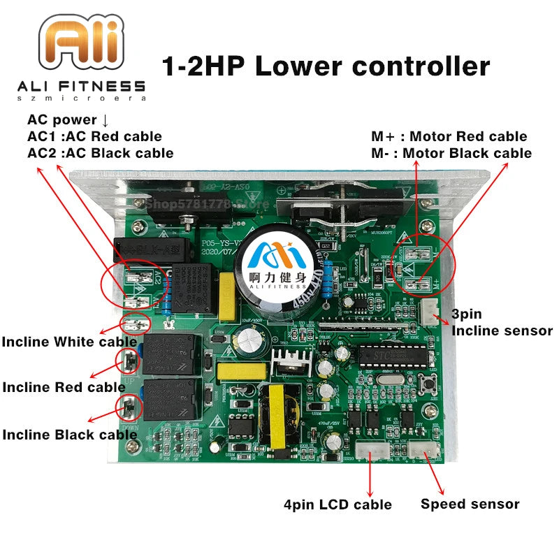 Universal Display Touch Panel Upper Console Drive All 1.0-4.0HP DC Motor Adjustable Universal Treadmill Controller Control Board