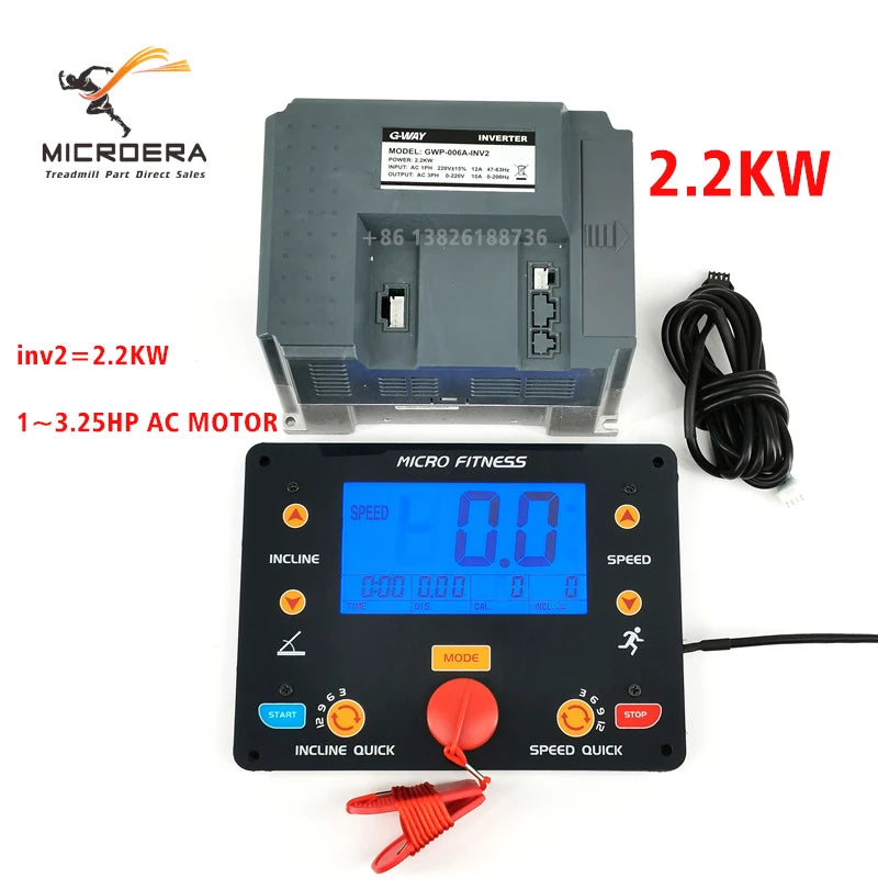 General Use Treadmill Inverter Motor Controller Control Board VFD Universal Treadmill Instrument Display Panel 1-4.25HP AC Motor