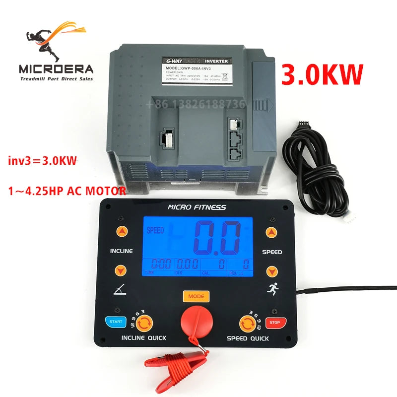 General Use Treadmill Inverter Motor Controller Control Board VFD Universal Treadmill Instrument Display Panel 1-4.25HP AC Motor