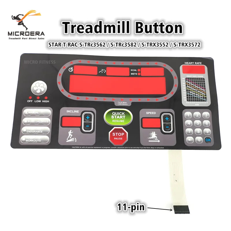 StarTrac STAR TRAC S TRC3562 TRC3582 TRX3552 TRX3572 Treadmill Start Stop Button keyboard Film Button Panel Control button