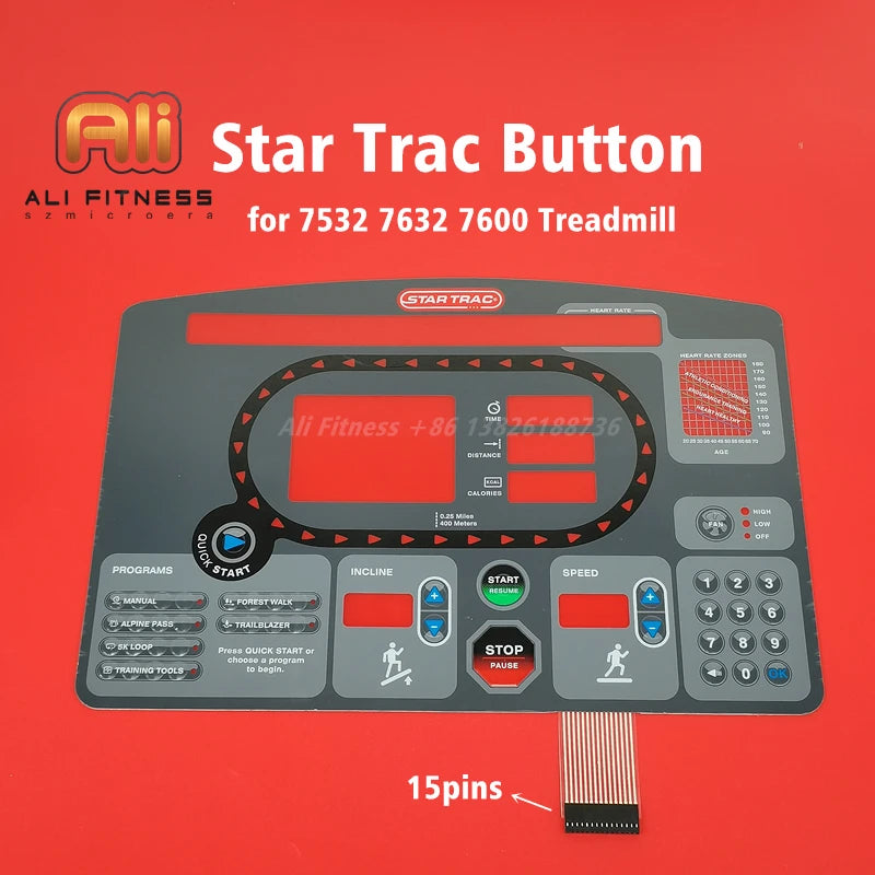 1P StarTrac button Star Trac 7532 7632 7600 Treadmill Button Panel Control Panel Membrane Switch for STAR T-RAC treadmill Keypad