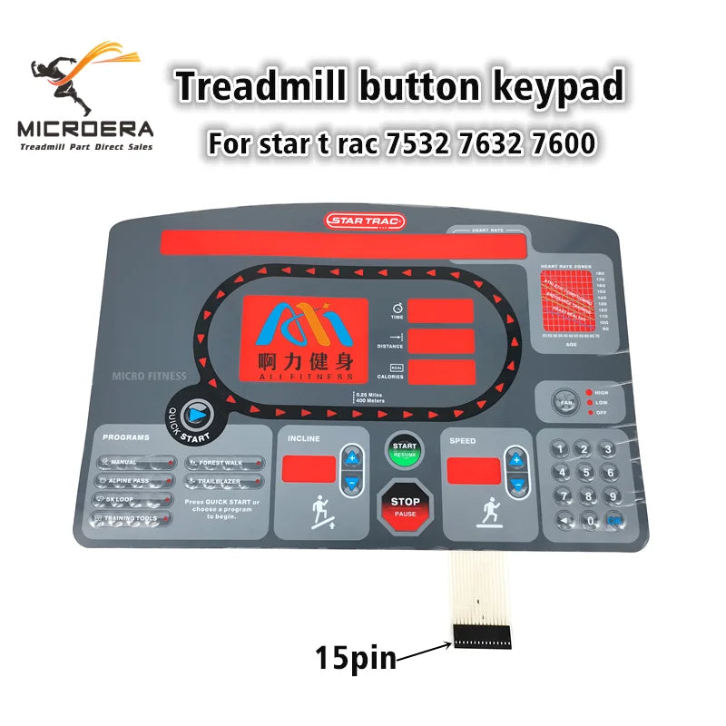 startrac 7532 7632 7600 Treadmill Membrane Keyboard Button Keypad star trac Treadmill numeric keypad Film keyboard