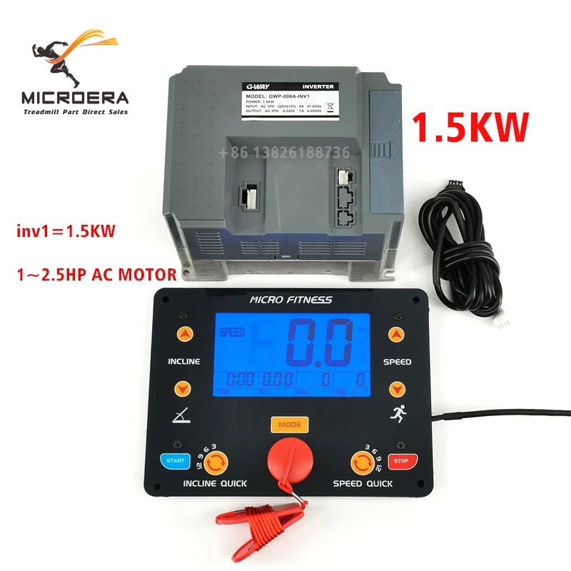 General Use Treadmill Inverter Motor Controller Control Board VFD Universal Treadmill Instrument Display Panel 1-4.25HP AC Motor